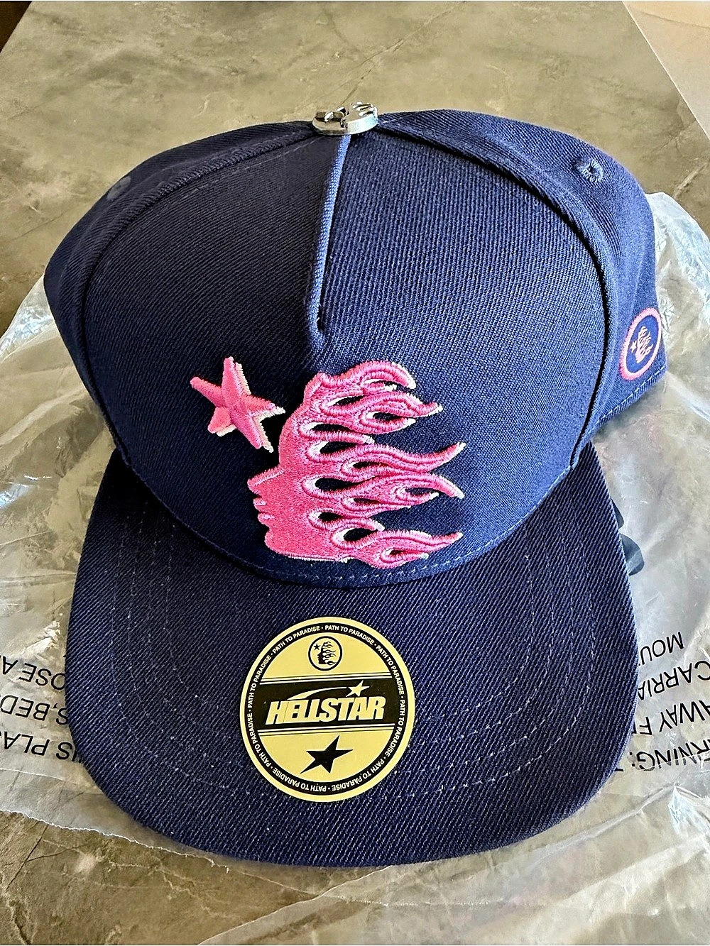 Hellstar 
Embroidered Baseball Cap in Blue & Pink Size 7 1/2 NWT
